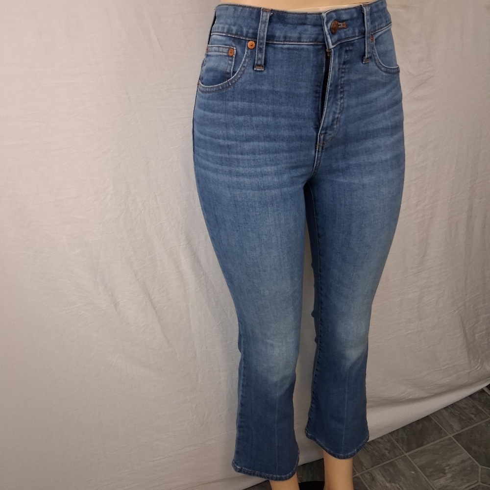 Madewell Medium Blue Cropped Bootcut Jeans Size 26 - Picture 4 of 16